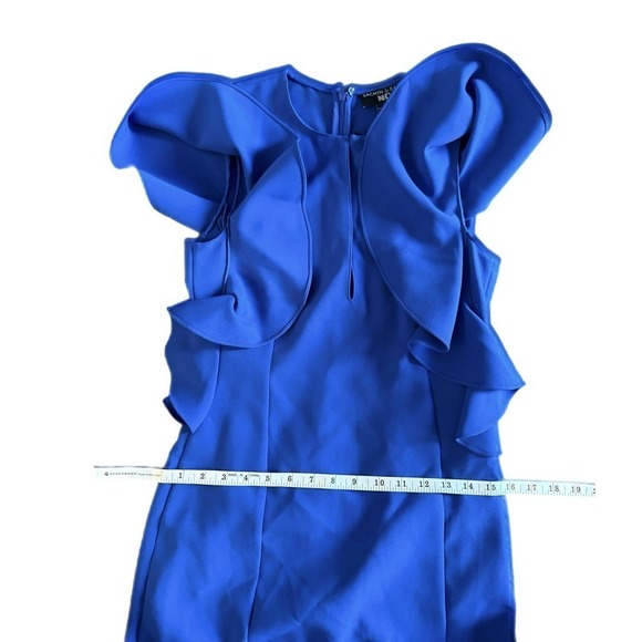 Sachin & Babi Noir Keyhole Ruffle Trim Royal Blue Dress - Picture 6 of 10
